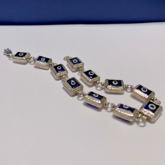925 Silver Unique Evil Eye Bracelet - Picture 4 of 14